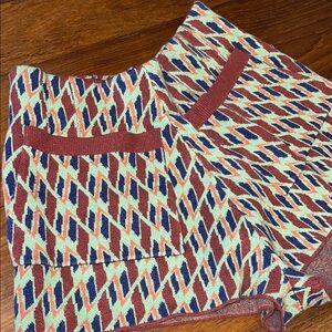 Free People Stretchy High Rise Knit Brown and Green Shorts